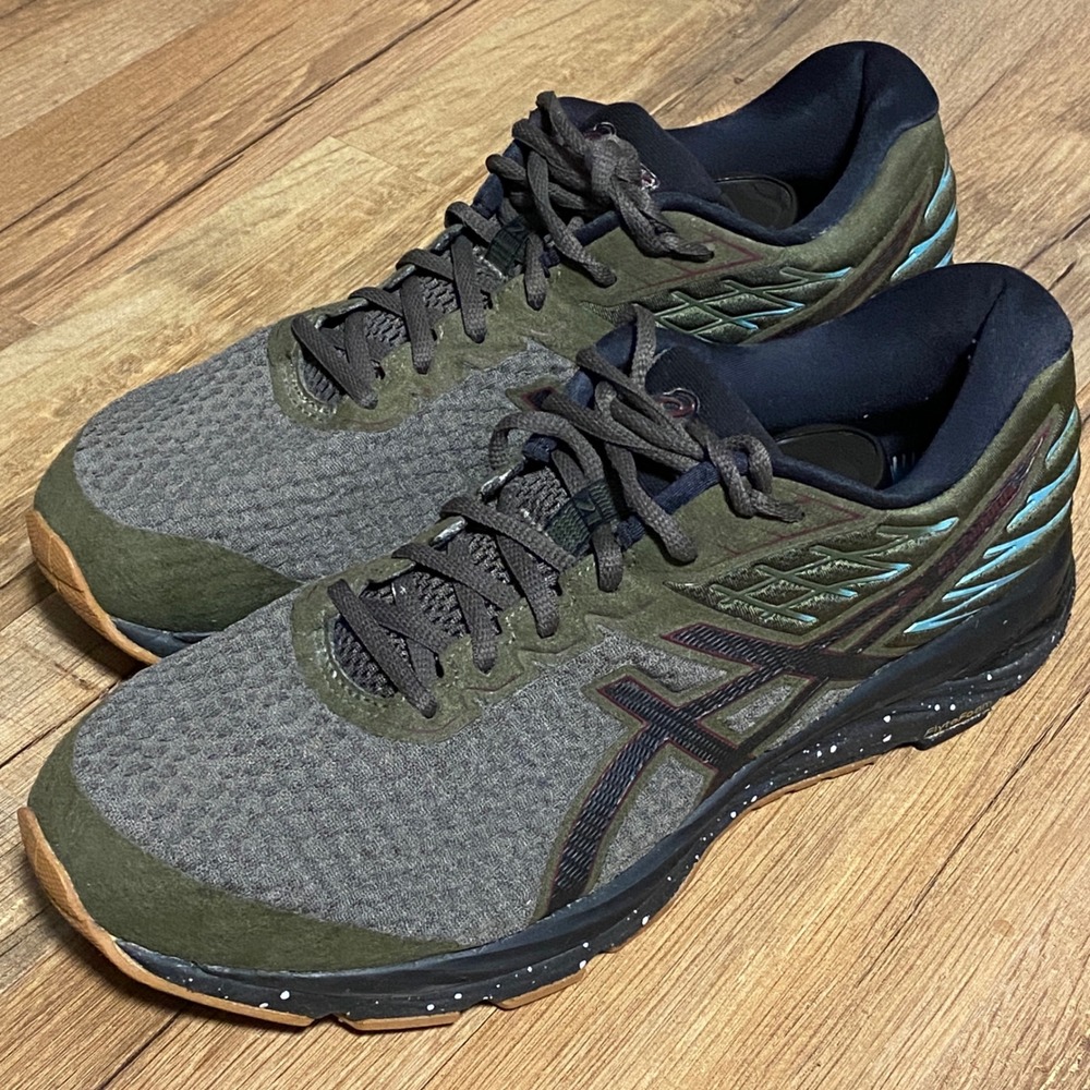 Asics Gel-Cumulus‎ 21 Mens Running Shoes Olive Green Grey Size 10.5  NO INSERTS!